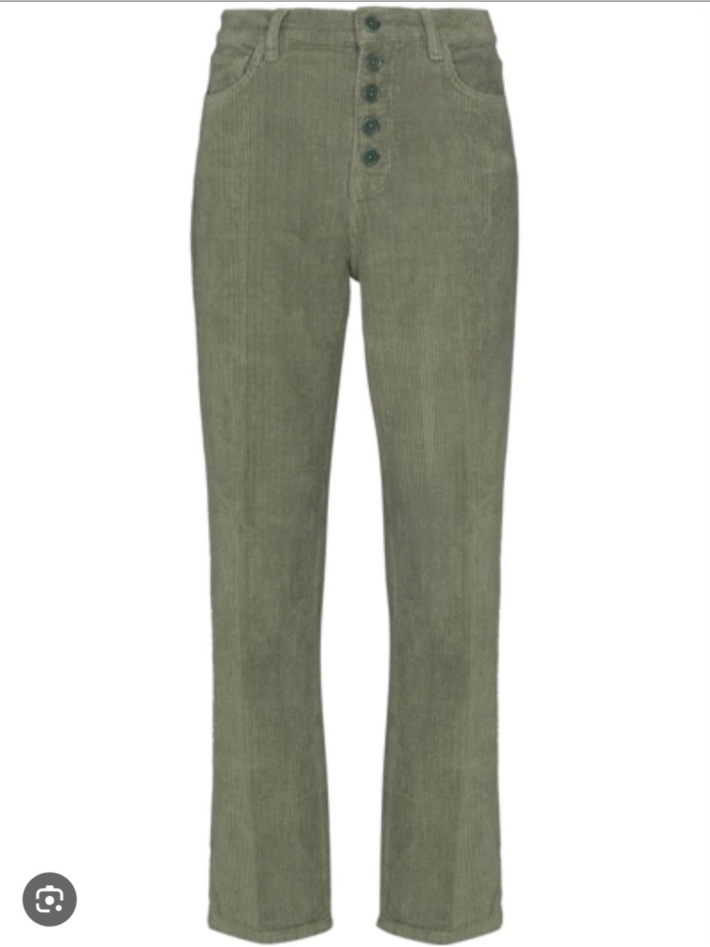 Reformation Cynthia Corduroy Moss Green Corduroy Button-Fly Pants- size 28